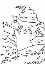 Coloring Surf Pikachu Pages Doing Printable Beach Comments sketch template