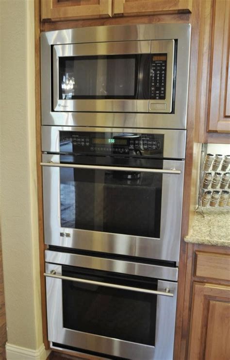 double ovens  microwave   stack kitchen remodel small home decor kitchen