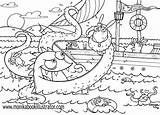 Coloring Monster Sea Pages Monsters Kids Adults Ocean Print Printable Clipart Sheets Pdf Creature Woman Detailed sketch template