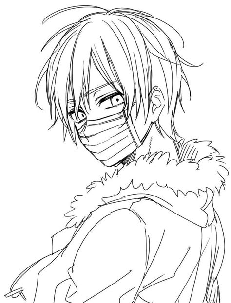 masked anime boy coloring page  printable coloring pages  kids