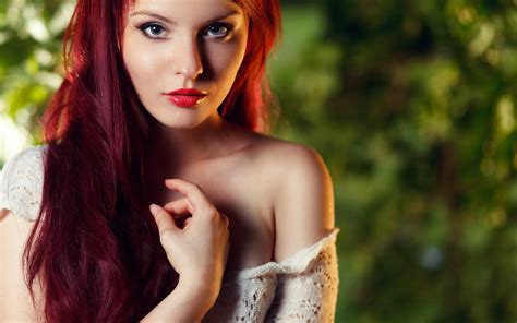Wallpaper Face Redhead Long Hair Black Hair Fashion