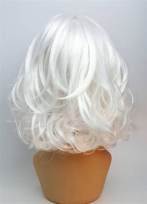 shoulder length wavy platinum wig white wig with long stacked etsy