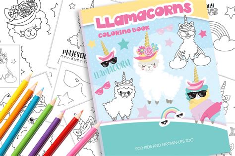 unicorn llama coloring book