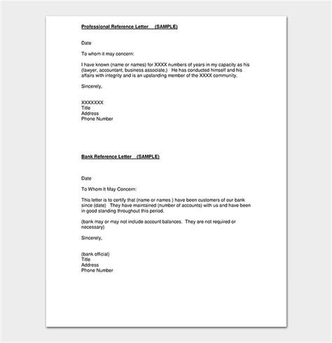 professional reference letter format  sample letters