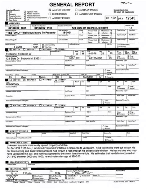 police report  template business