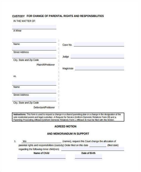 fillable custody forms printable forms