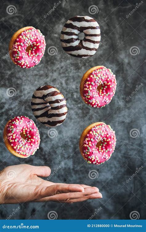bunch  flavored donuts  space stock photo image  food