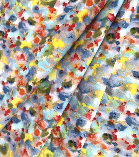 knit polyester spandex fabric blue scattered floral joann