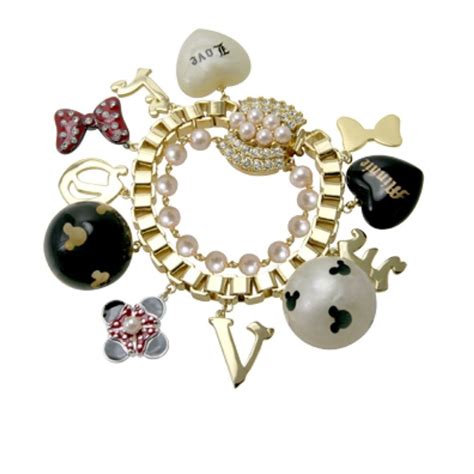 disney couture minnie mawi gold love charm bracelet  zentosa disney couture disney couture