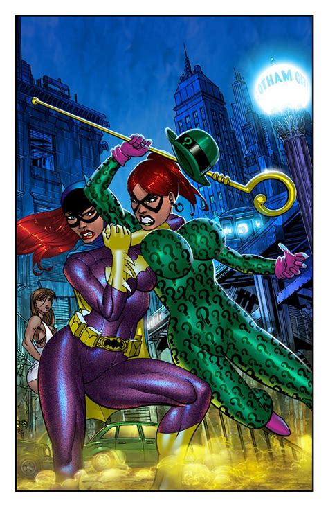 Batgirl Vs A Female Version Of The Riddler Comic Art Batgirl