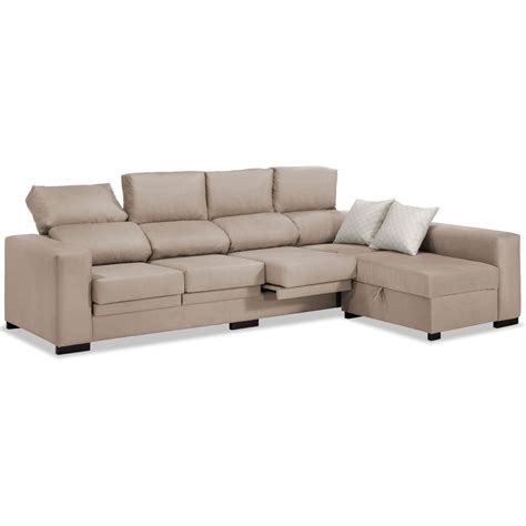 sofa chaise longue  plazas beige  cm
