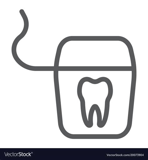 dental floss line icon stomatology and dental vector image