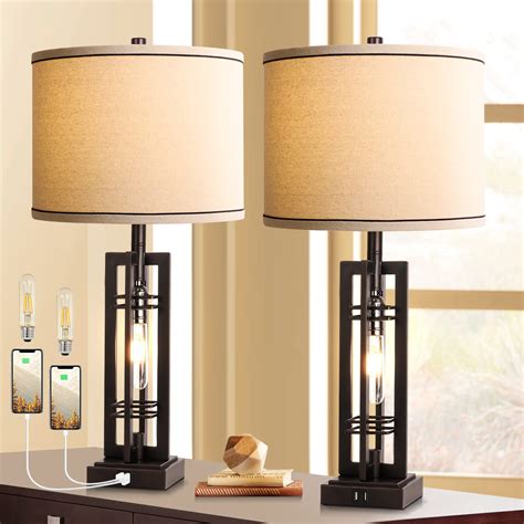 previously owned set   table lamps  usb ports  tall