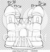 Castle Bouncy House Clipart Lineart Illustration Royalty Vector Visekart Clip sketch template