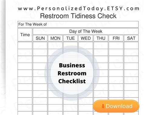 printable weekly restroom cleaning log business bathroom etsy finland