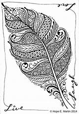 Coloring Pages Abstract Feather Mandala Clipart Zentangle Leaf Adult Adults Drawings Line Laugh Live Zen Martin Colouring Doodles Hope Printable sketch template