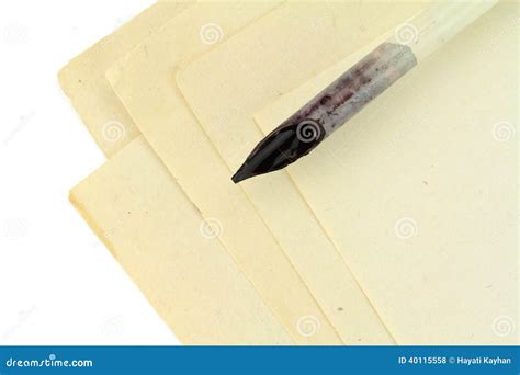 quill   papers stock photo image  glass blank