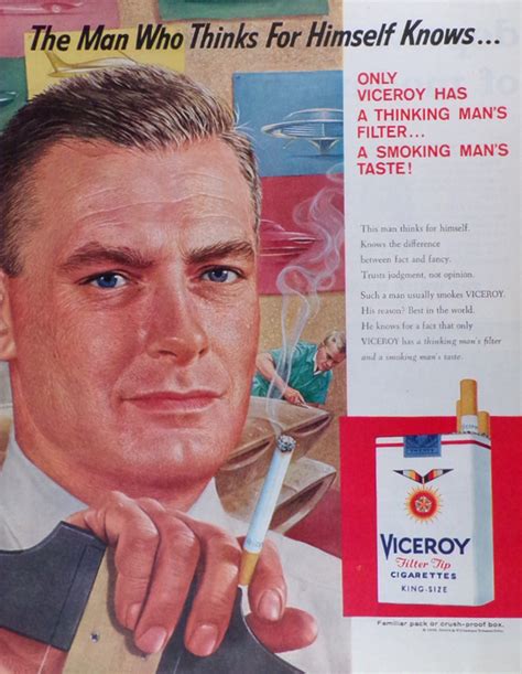 1958 Vintage Viceroy Cigarettes Ad ~ Thinking Man Vintage Magazine Ads