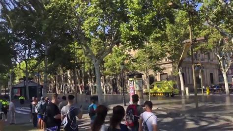 panic as van hits pedestrians in barcelona terror attack youtube