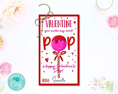 editable    heart pop valentines day gift tag etsy canada