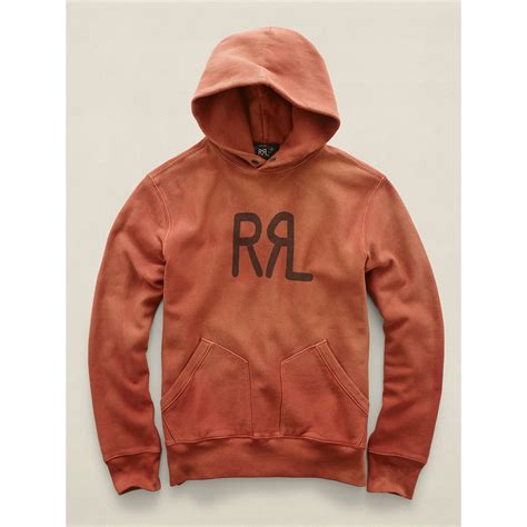 Rrl Pullover Logo Fleece Hoodie In Red For Men Lyst