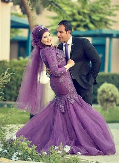 Fashion Custom Made Long Sleeve Muslim With Hijab Wedding Dresses