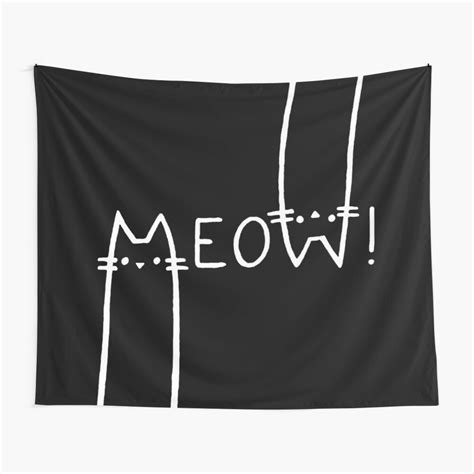 black and white meow tapestry by cool shirts cool shirts tapestry wall tapestry