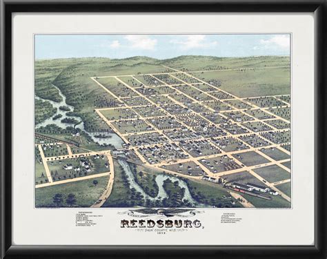vintage city maps birds eye view  reedsburg wisconsin