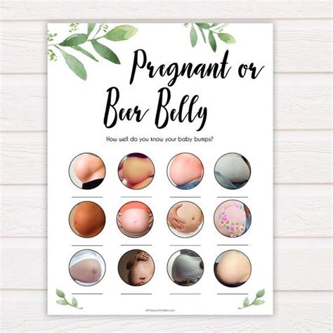 beer belly  pregnant belly  printable  answers