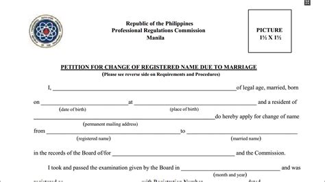 prc petition form  change  registered  due  marriage teacherph