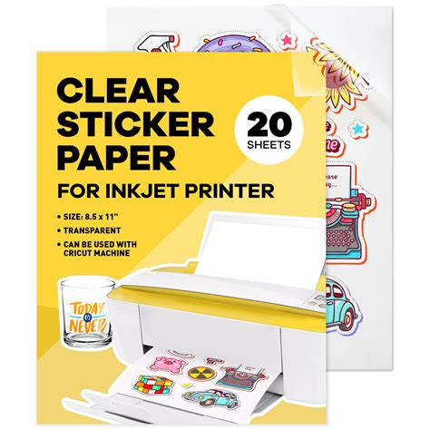 buy  clear sticker paper  inkjet printer  sheets glossy    printable vinyl