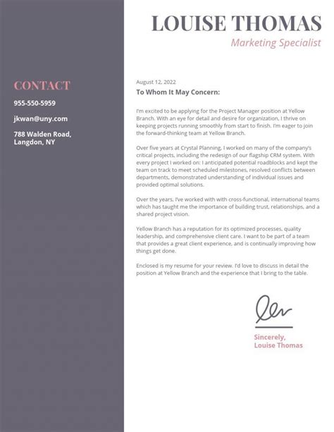 modern cover letter layout addictionary