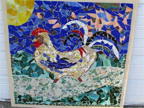left over broken glass mosaic art piece hometalk