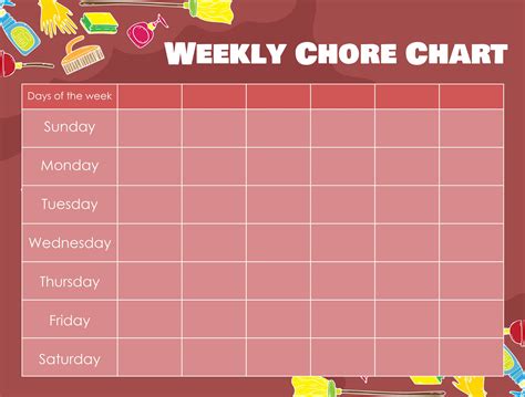 blank weekly chore chart templates    printables printablee