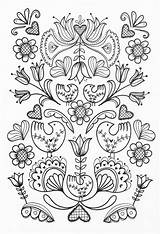Coloring Pages Scandinavian Adult Book Folk Kids Colouring Embroidery Patterns Print Color Sheets Designs Christmas Folklore Templates Pattern Stencils Pg sketch template