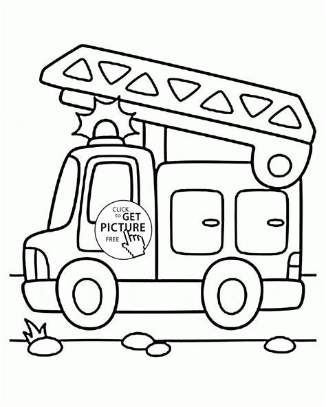 coloring pages  kids cartoon fire truck coloring page