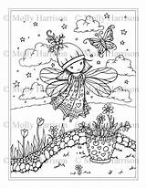 Fairy Coloring Pages Whimsical Harrison Molly Garden sketch template