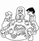 Colorare Famiglia Riunita Disegno Dinner Thanksgiving sketch template