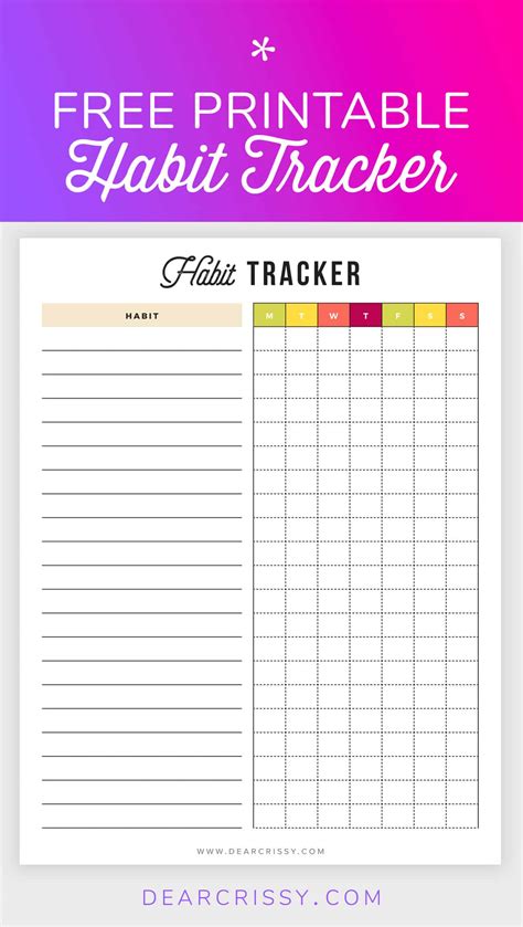 habit tracker printable templates printable