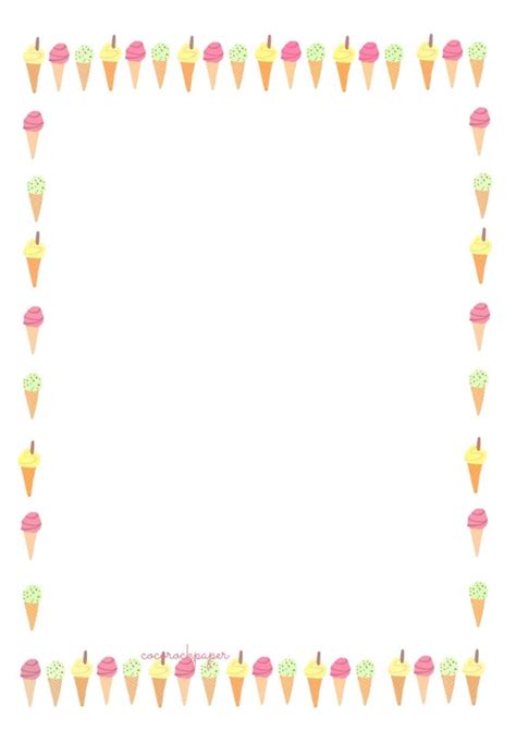 printable ice cream border  pages invitation template etsy uk