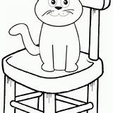 Cat Coloring Chair Sitting Cute Pages Enjoy Kids sketch template