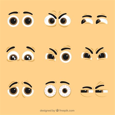 pack  nice character eyes vector