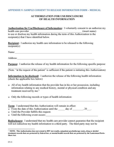 medical release form templates templatelab mental health release