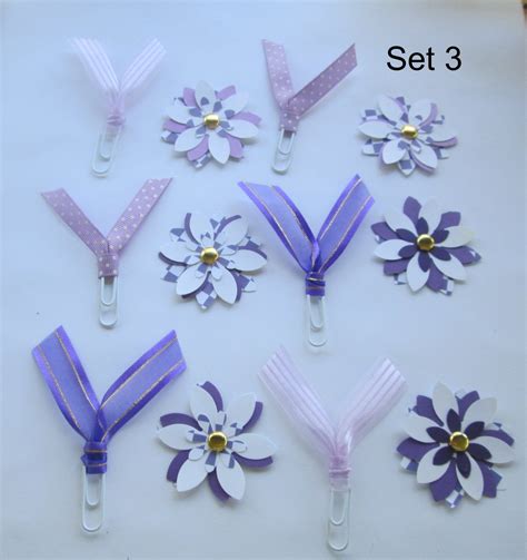 Set 3 Handmade Flowers And Paper Clips 12 Pc Set