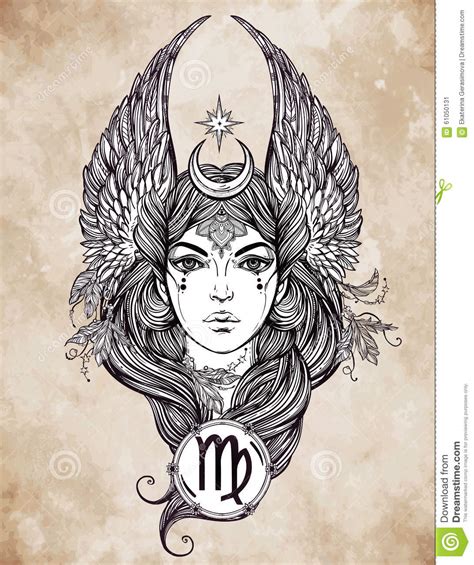 Astrological Virgo Sign In Female Form Stock Illustration