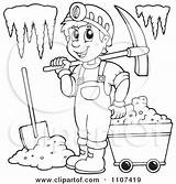 Miner Clipart Cave Illustration Happy Outlined Royalty Vector Drawing Mining Mine Coal Visekart Coloring Pickaxe Colouring Pages Quest Cart Dwarf sketch template