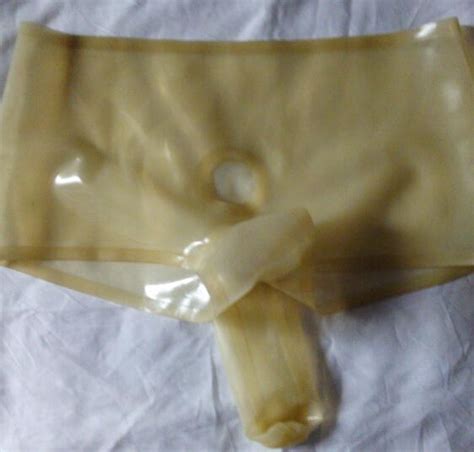 2019 latex shorts front hole anal sheath latex panties rubber panties latex underwear from