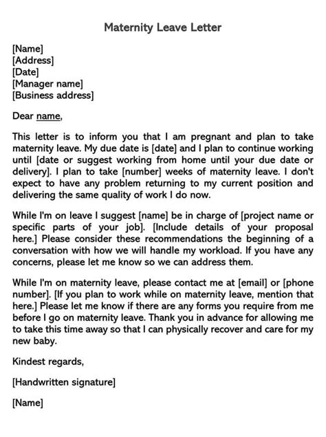 maternity leave letter  intent examples