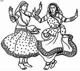 Colouring Drawing Garba Girls 4to40 Dances sketch template