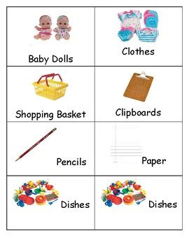 dramatic play center labels  guilmettes goods tpt